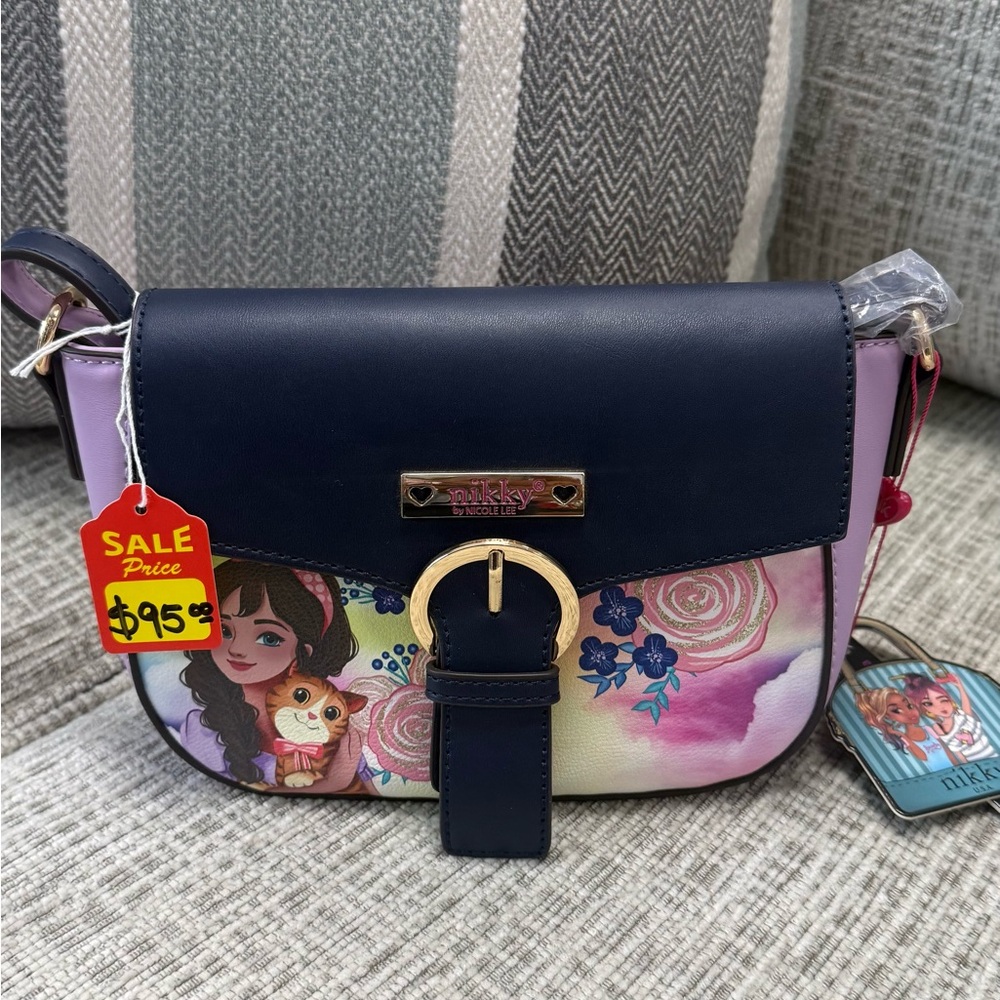 Navy and Multicolor Crossbody Bag